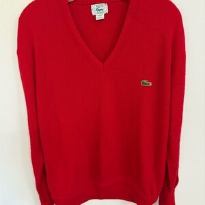 Lacoste Men's Vibrant Red V-Neck Sweater